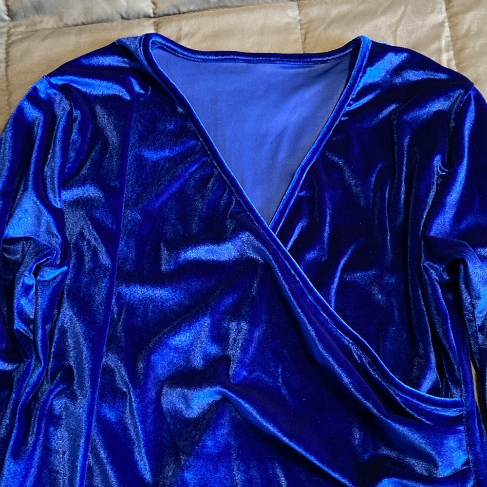 Long Sleeve Velvet Top Wrap V Neck Stretch
